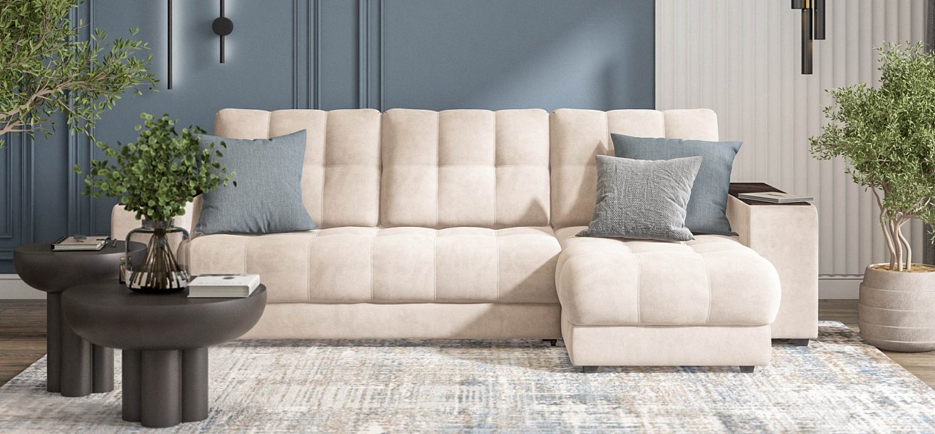 Угловой диван Босс ХЛ велюр Монолит латте