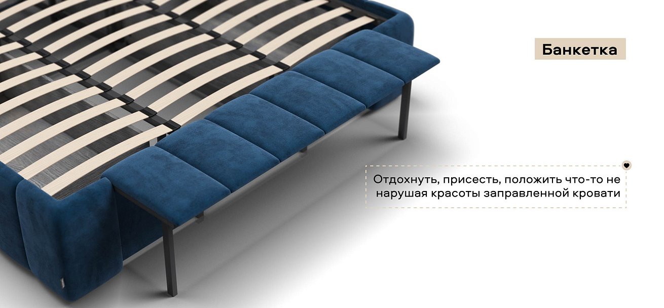 Босс ХО Кровать 180*200 велюр Монолит синий