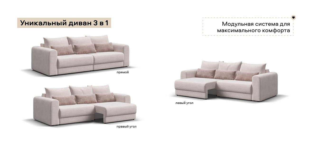 Модульный диван Ричмонд Модуль Вельвет Корд бежевый