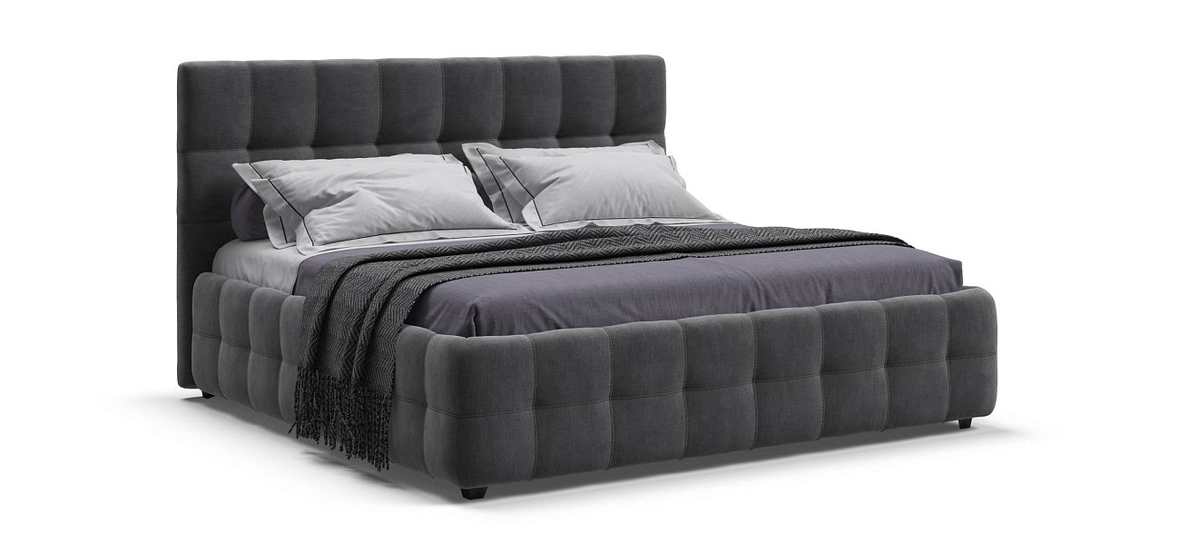 Босс Кровать+ПМ 180*200 велюр Монолит серый