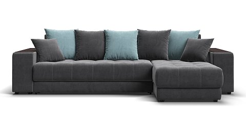 Угловой диван Дубай велюр Монолит серый, велюр Монолит аква 1