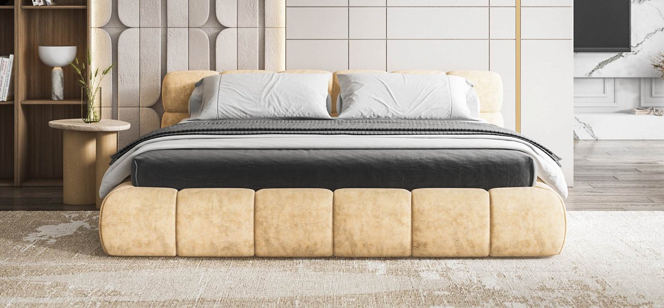 Босс Дрим Кровать+ПМ 180*200 велюр Роял шампань