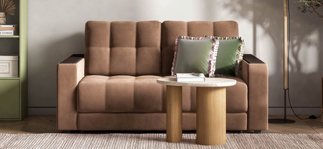 Диван Босс двухместный велюр Монолит мокко