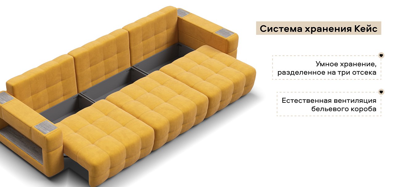 Диван Босс ХО Макс велюр Монолит желтый / Камень