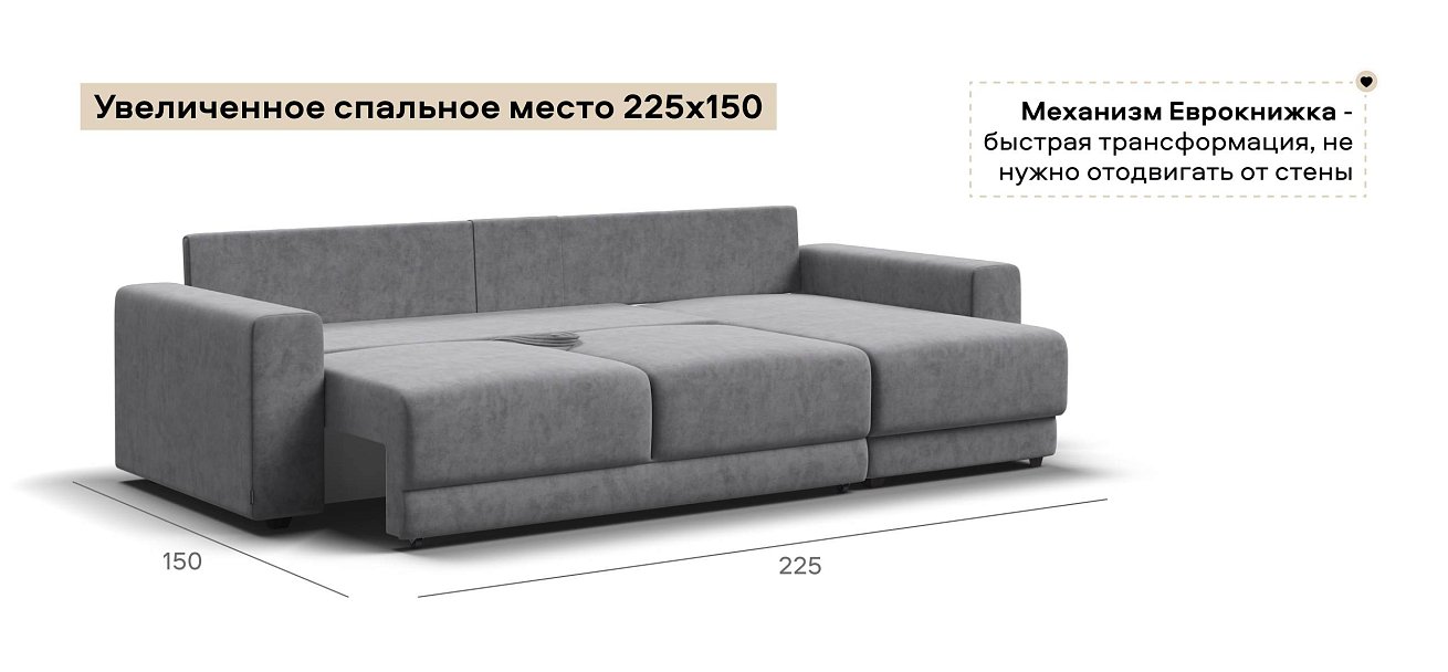 Угловой диван Босс Прайм ХЛ велюр Роял агат