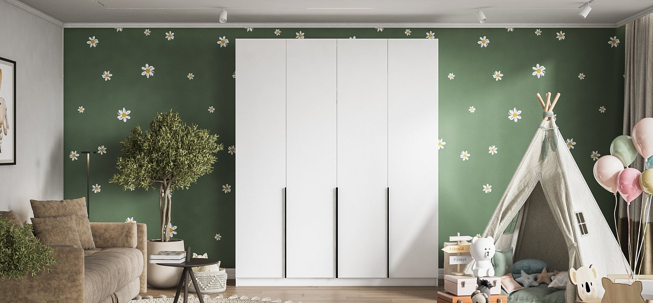 Рим 180 шкаф распашной 4Д+ящики 01 Белый