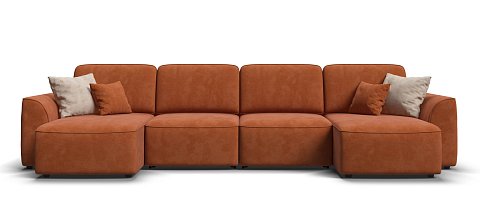 П-образный диван Кинг Модуль велюр Алькантара оранж 1