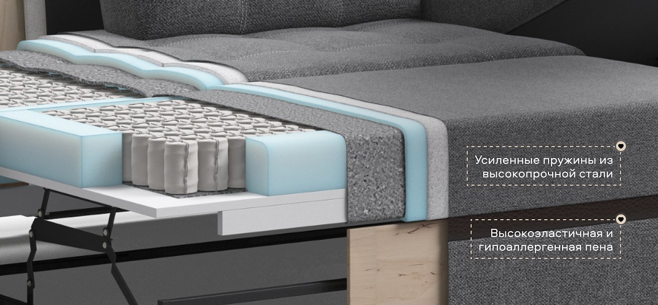 Угловой диван Атланта НПБ Рогожка Мальмо серый