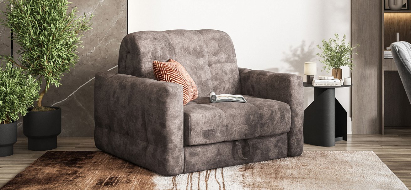 Босс Слип кресло-кровать велюр Алькантара серый