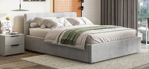 Белла Кровать+ПМ 160*200 велюр Монолит сталь 2