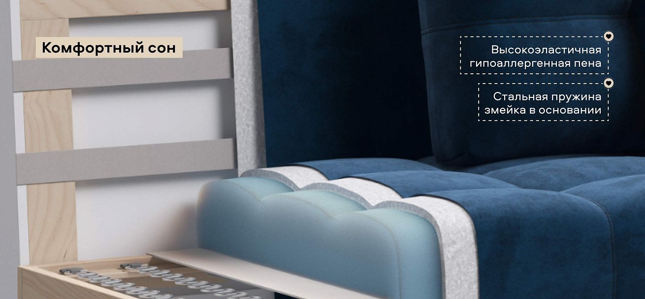 Денди кресло-кровать велюр Монолит синий