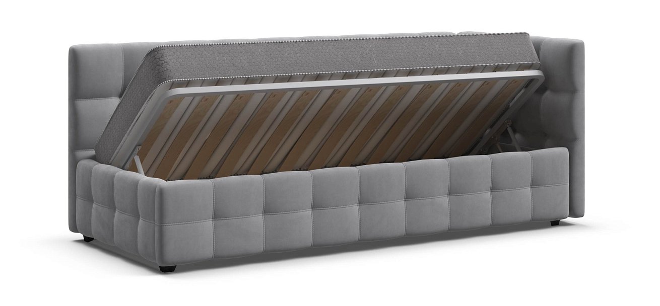 Босс Мини Кровать+ПМ 90*200 велюр Монолит сталь