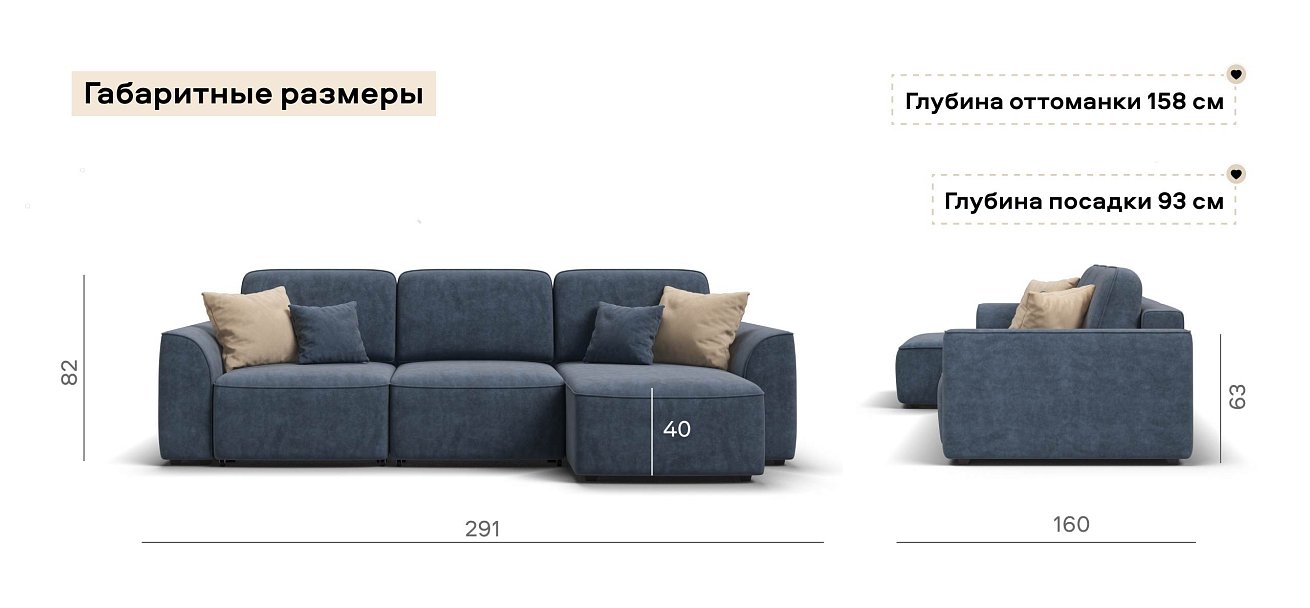 Угловой диван Кинг велюр Роял синий