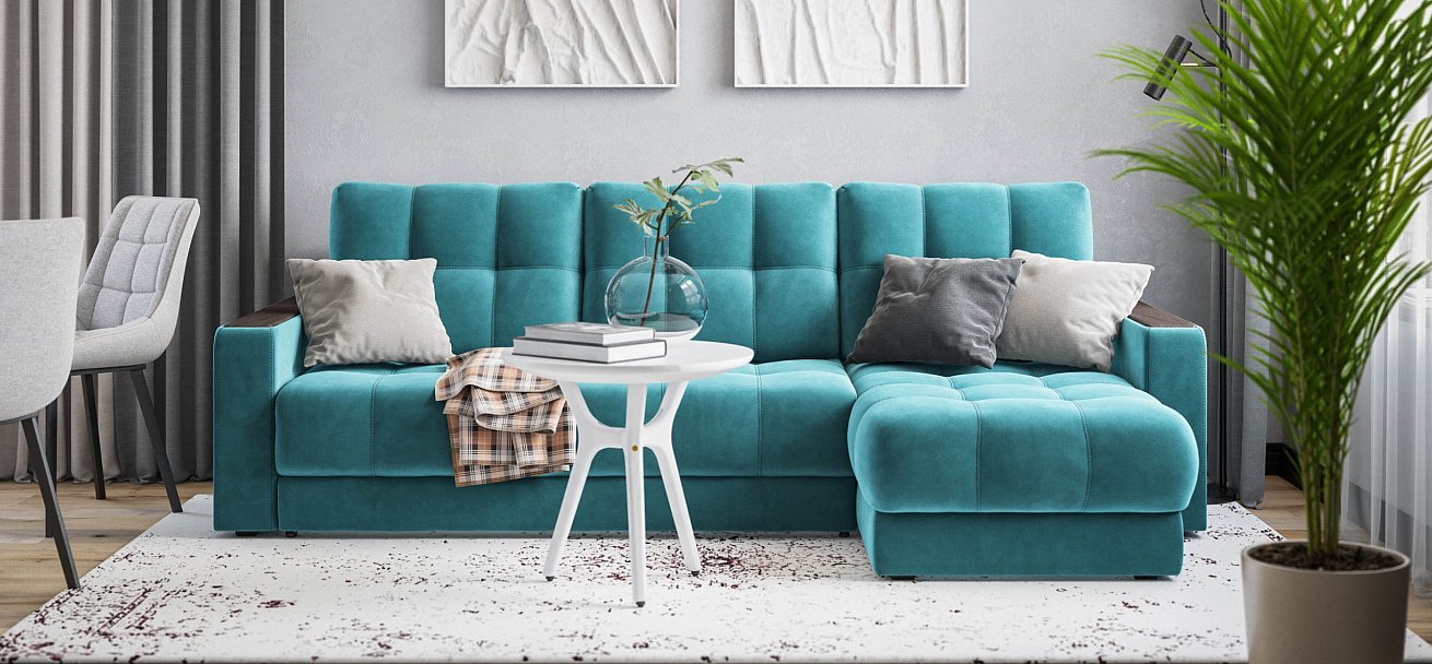 Угловой диван Босс Классик велюр Монолит зеленый