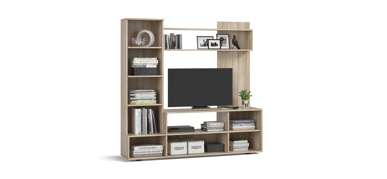 Стенка Симпл 150 Сонома, Белый снег