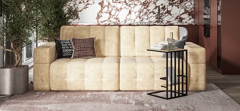 Диван Босс ХО велюр Роял шампань / Снежная Сонома 2