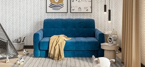 Диван Босс Слип 140 велюр Монолит синий 2