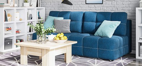 Диван Денди Мини Рогожка Мальмо синий 2