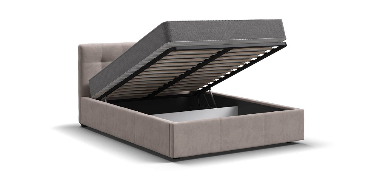 Белла Кровать + ПМ 140*200 велюр Монолит латте