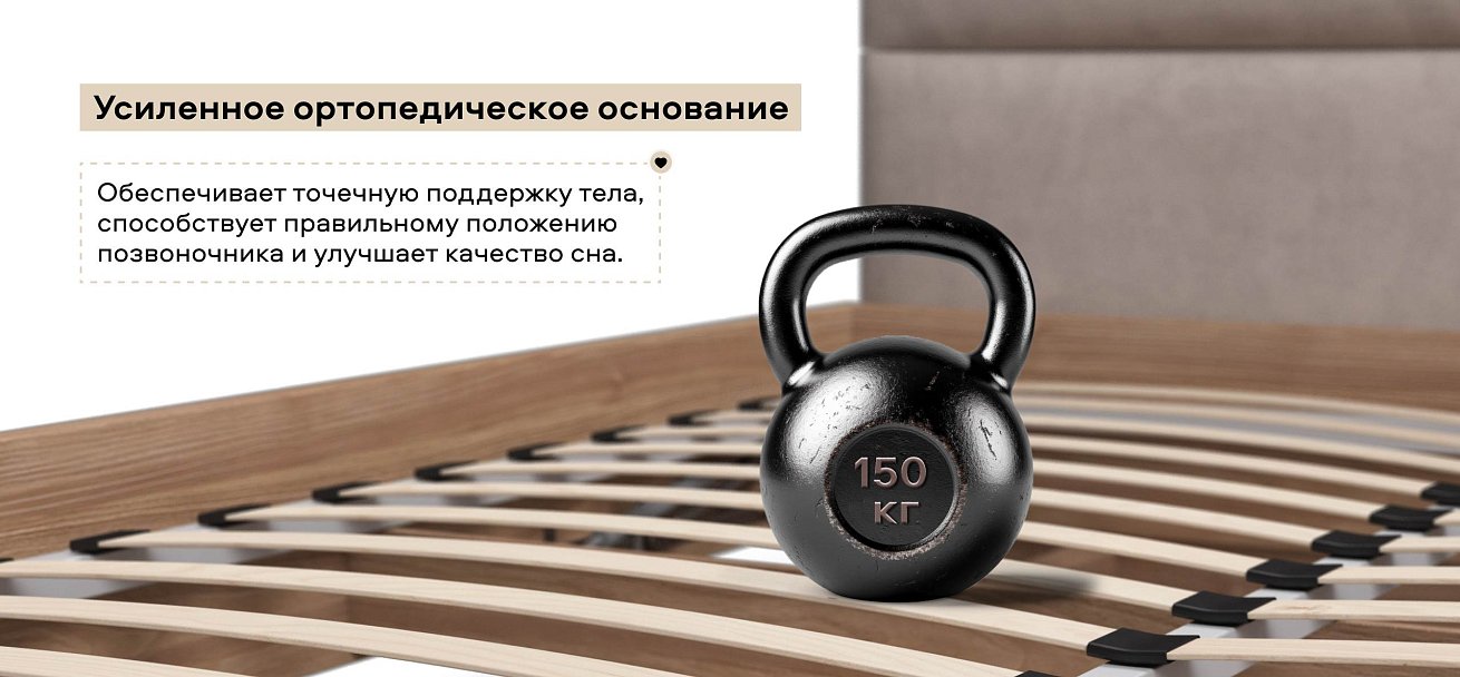 Босс Лофт Кровать+ПМ 160*200 велюр Монолит латте, Орех селект