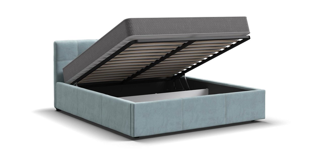 Белла Кровать+ПМ 160*200 велюр Монолит аква