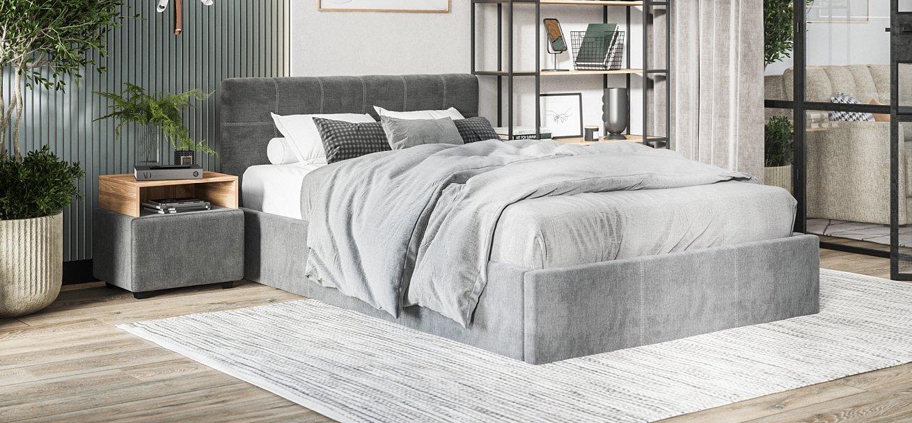 Тумба Босс велюр Монолит серый, Орех селект