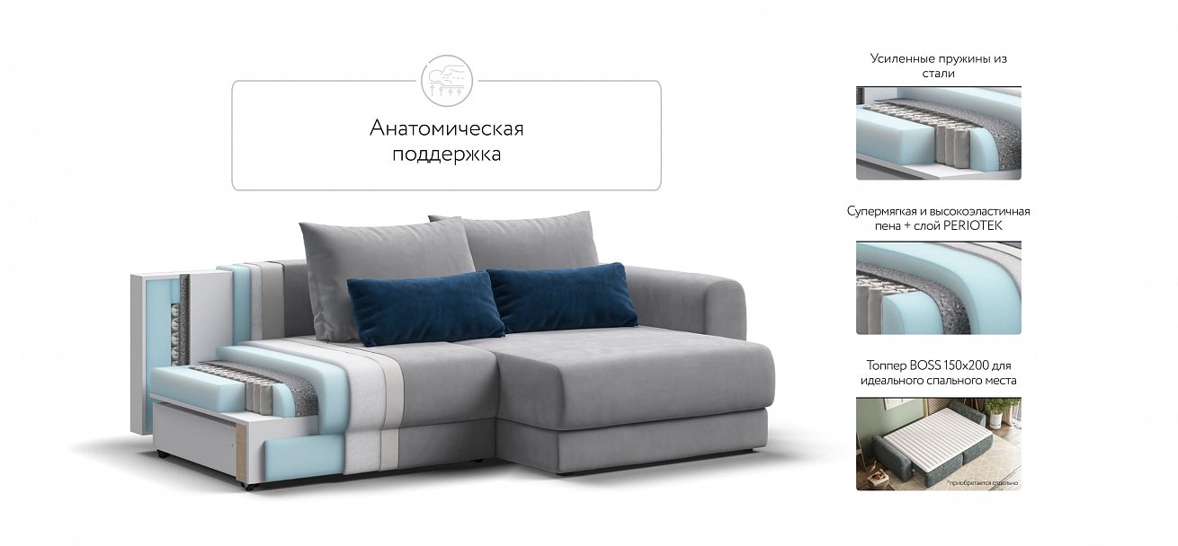 Модульный угловой диван Ричмонд Модуль велюр Монолит сталь