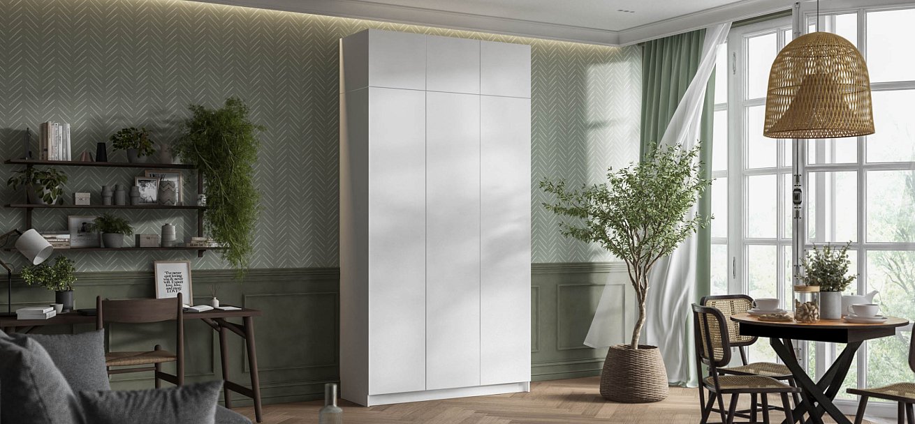 Идея 135 шкаф распашной 3Д Белый