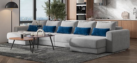 Модульный п-образный диван Ричмонд Модуль велюр Монолит сталь 2