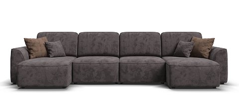 П-образный диван Кинг Модуль велюр Алькантара серый 1