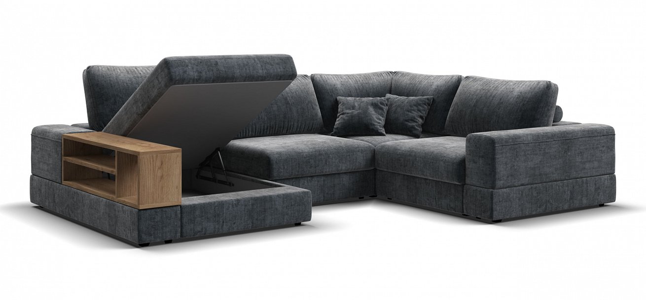 П-образный диван-кровать Босс Модуль Шенилл Глосс карбон