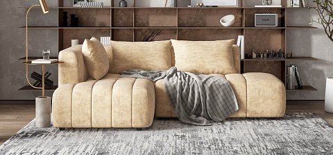 Угловой диван левый Босс Твин велюр Роял шампань 2