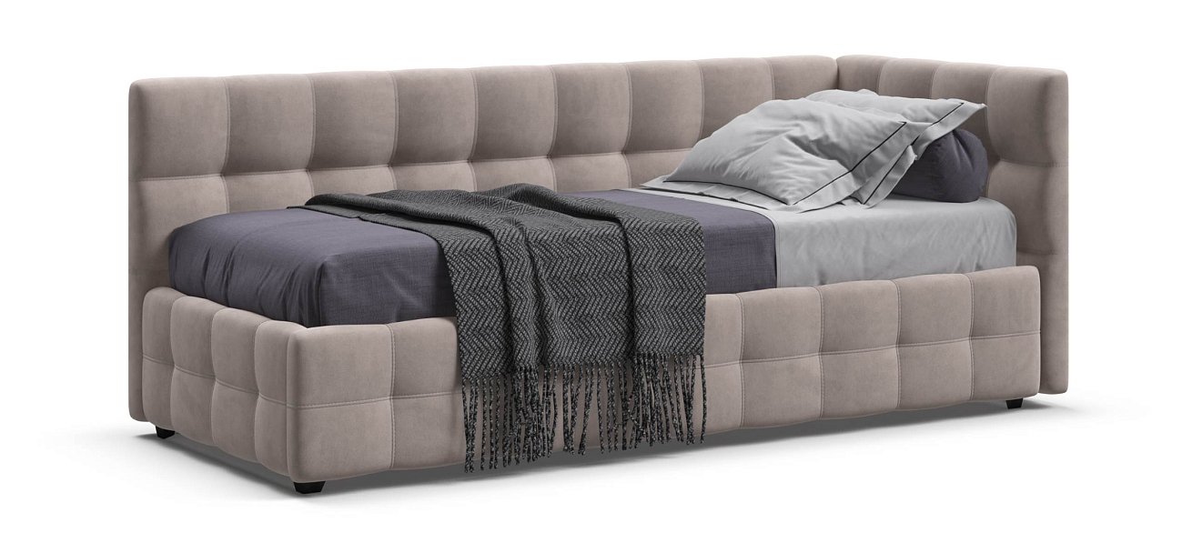 Босс Мини Кровать+ПМ 90*200 велюр Монолит латте