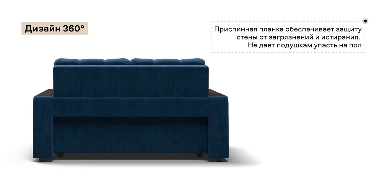 Диван Босс двухместный велюр Монолит синий
