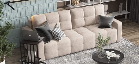 Диван Денди велюр Монолит латте 2