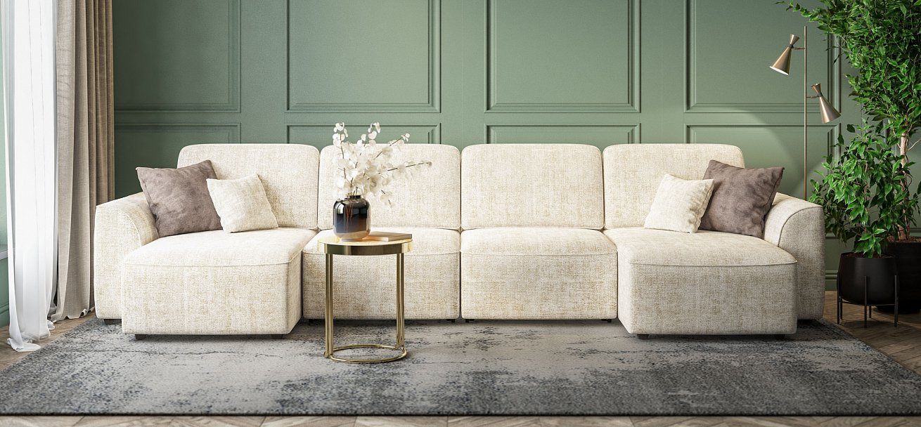 П-образный диван Кинг Модуль Шенилл Смарт кварц