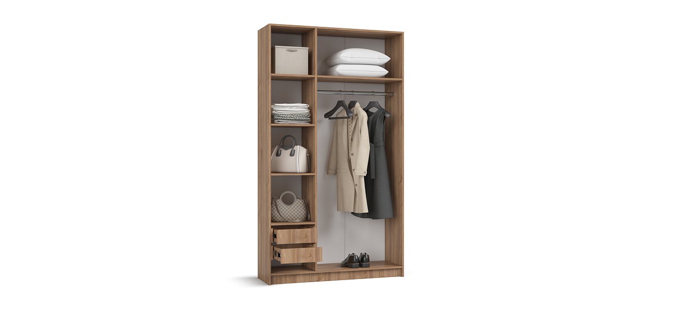 Босс Стандарт 120*220 шкаф распашной 3Д + ящики 01 Орех селект