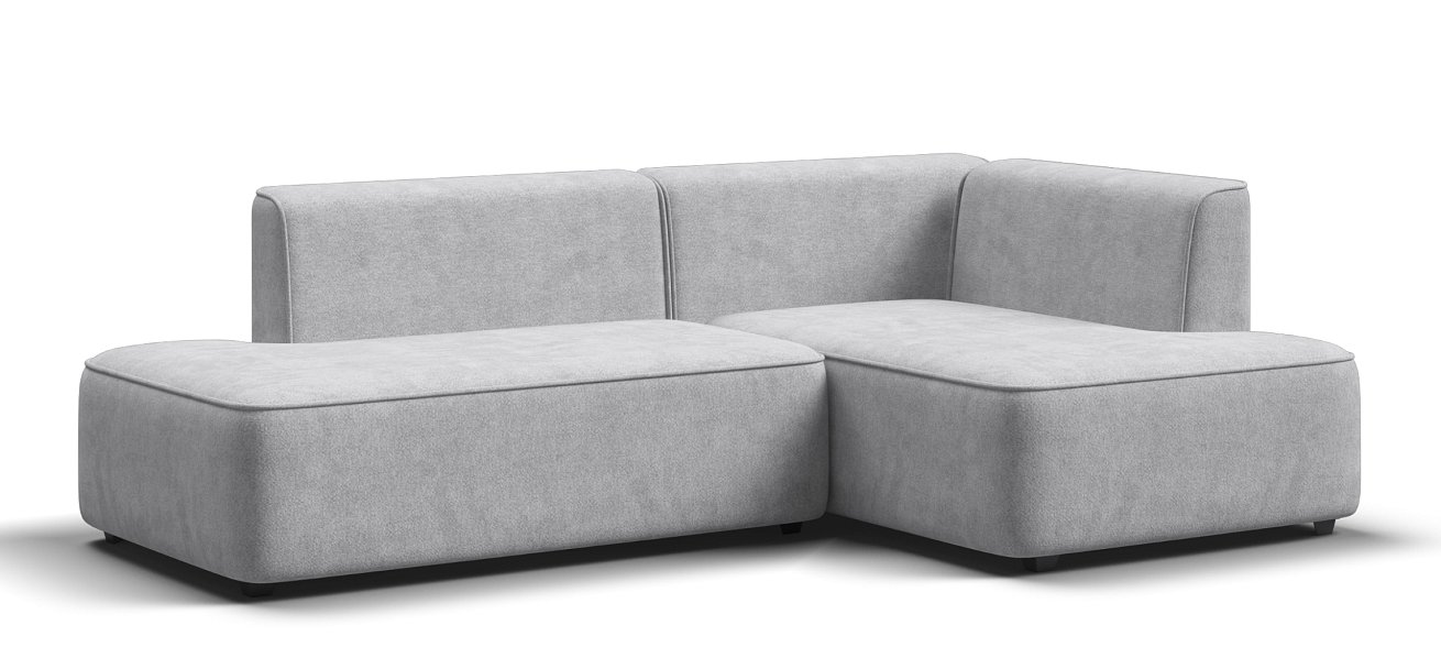 Диван угловой правый Кинг Твин Шенилл Клауд серый