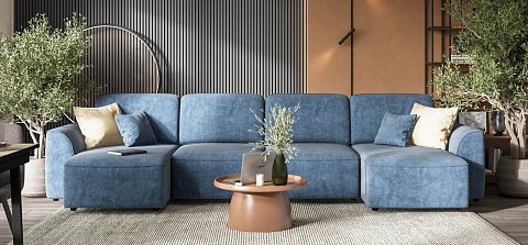 П-образный диван Кинг Модуль велюр Роял синий 2