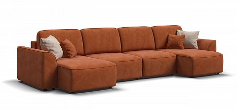 П-образный диван Кинг Модуль велюр Алькантара оранж 1