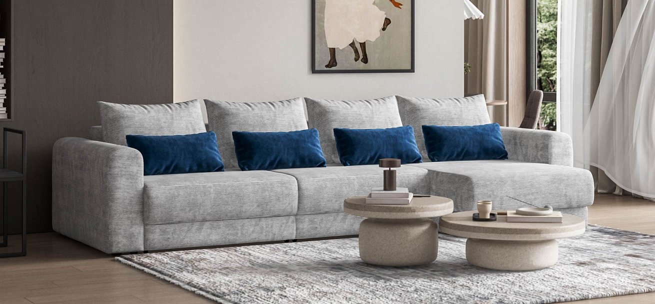 Модульный угловой диван Ричмонд Модуль Макс Вельвет Корд серый