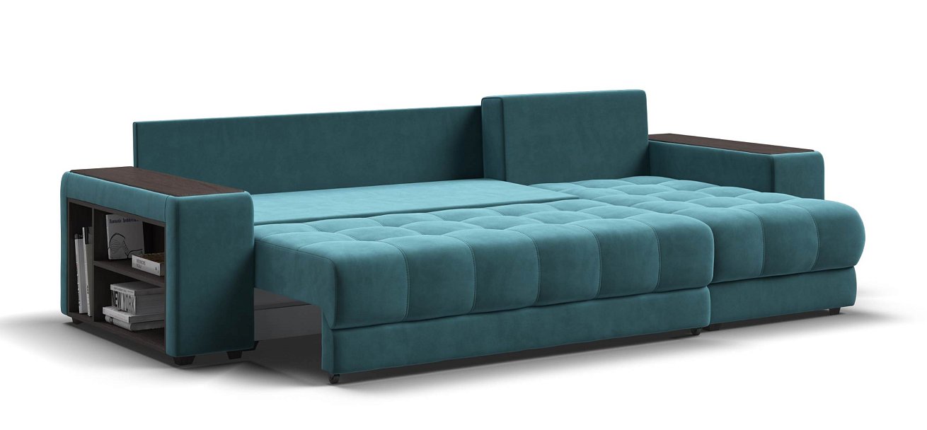 Угловой диван Босс ХЛ велюр Монолит зеленый