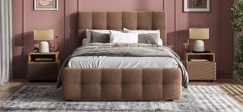 Босс Кровать+ПМ 140*200 велюр Монолит мокко 2