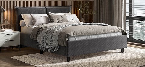 Лео Кровать 160*200 Вельвет Корд графит 2