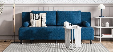 Диван Бостон Мини Рогожка Мальмо синий 2
