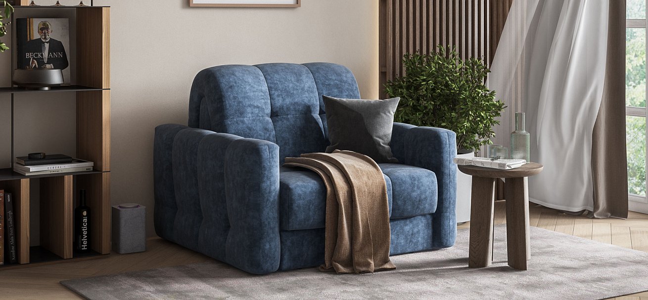 Босс Слип кресло-кровать велюр Роял синий