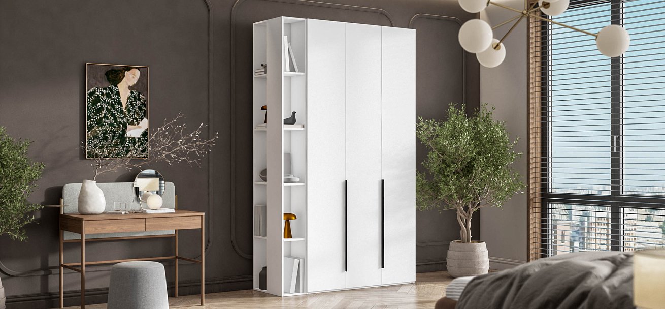 Босс Стандарт 120*236 шкаф распашной 3Д+ящики Белый