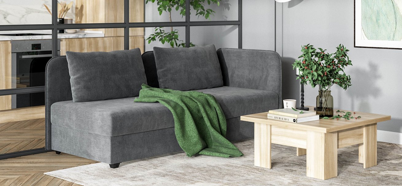 Тахта Ирис велюр Монолит серый