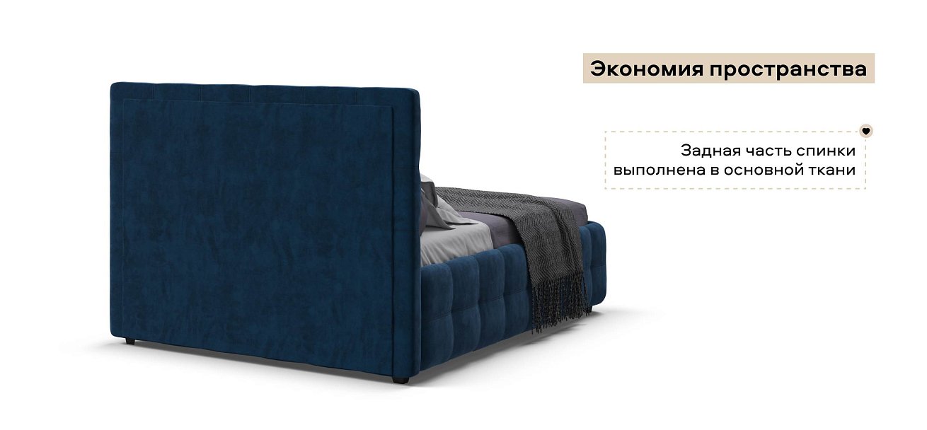 Босс Кровать+ПМ 140*200 велюр Монолит синий