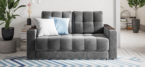 Диван Босс двухместный велюр Монолит серый 2